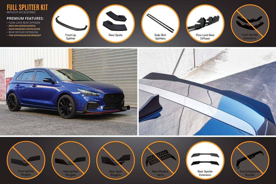 i30 N Line Hatch PD (2018-Current) Full Splitter Lip Set - Image 4 by Flow Design