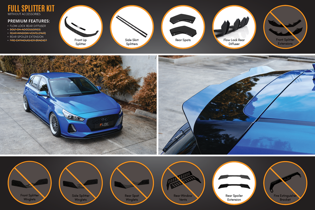 i30 SR Hatch (2017-2018) Full Lip Splitter Set - Image 4 by Flow Design