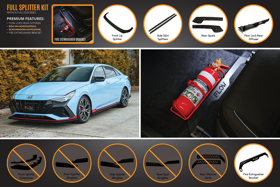 CN7 i30N Sedan 2021-2023 Full Lip Splitter Set - Image 4 by Flow Design