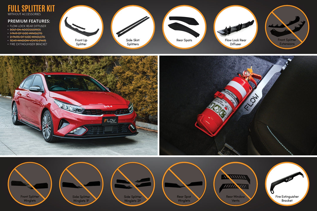 Cerato GT Hatch Facelift Full Lip Splitter Set - Image 4 by Flow Design