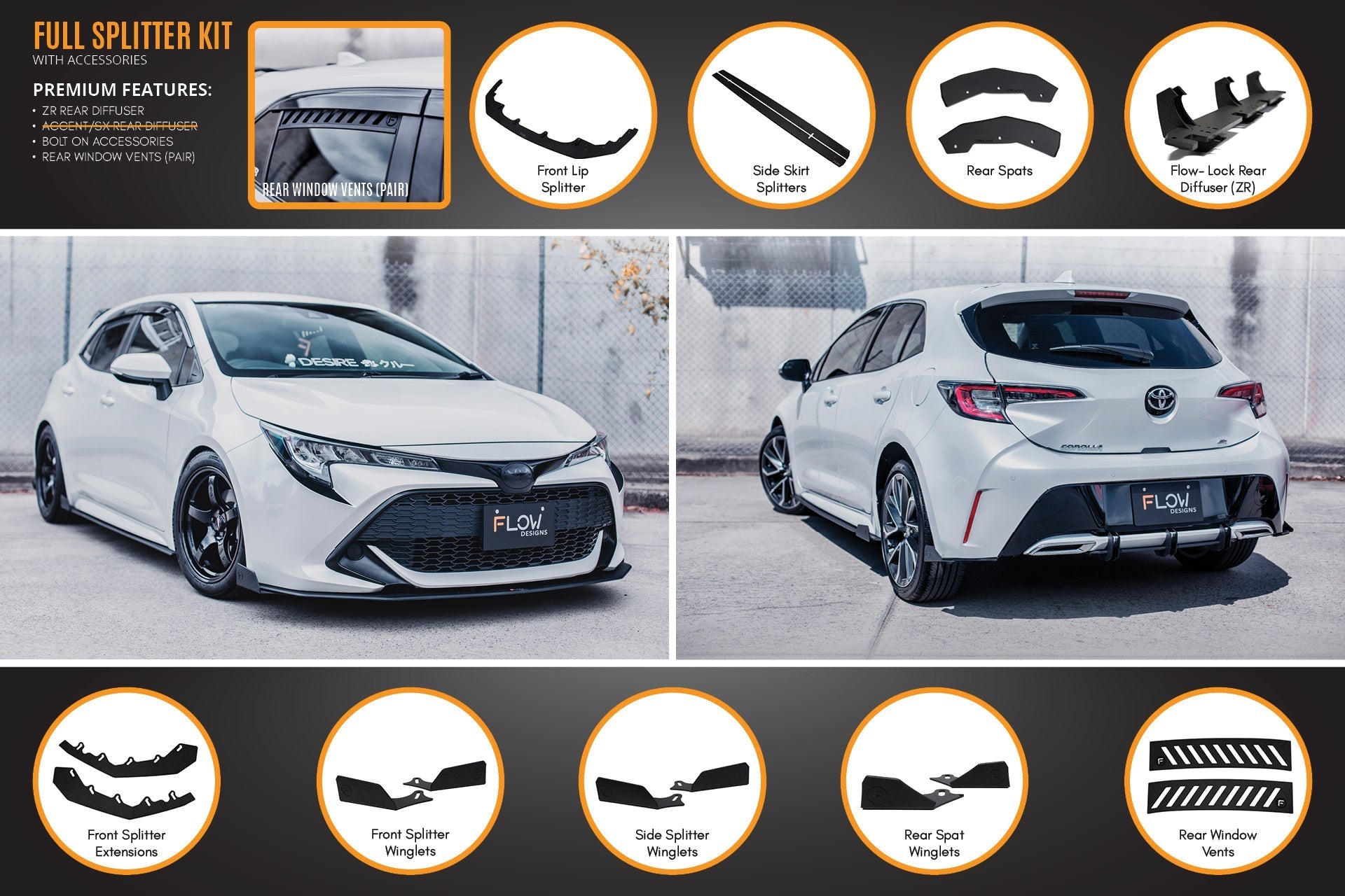 Corolla MZEA12R/ZWE211R 2018-2022 Full Lip Splitter Set