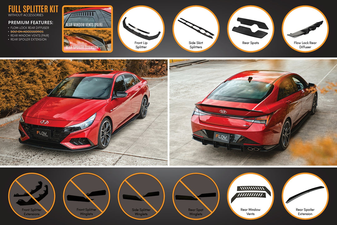 CN7 i30 N Line Sedan 2020 - 2022 Full Lip Splitter Set - Image 5 by Flow Design