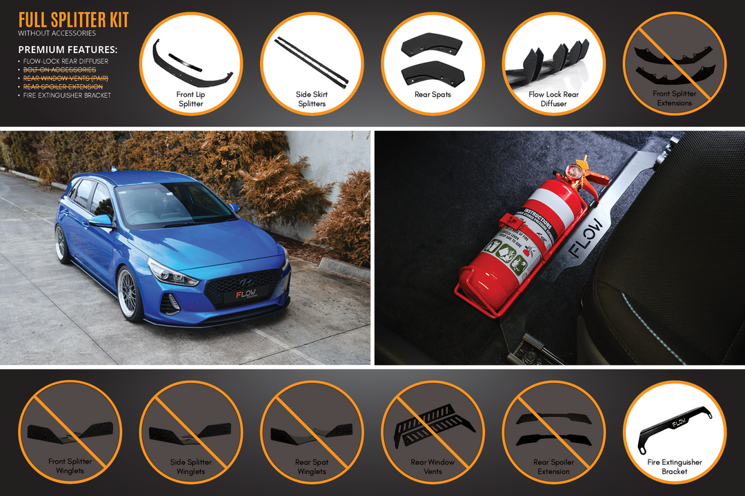 i30 SR Hatch (2017-2018) Full Lip Splitter Set - Image 5 by Flow Design