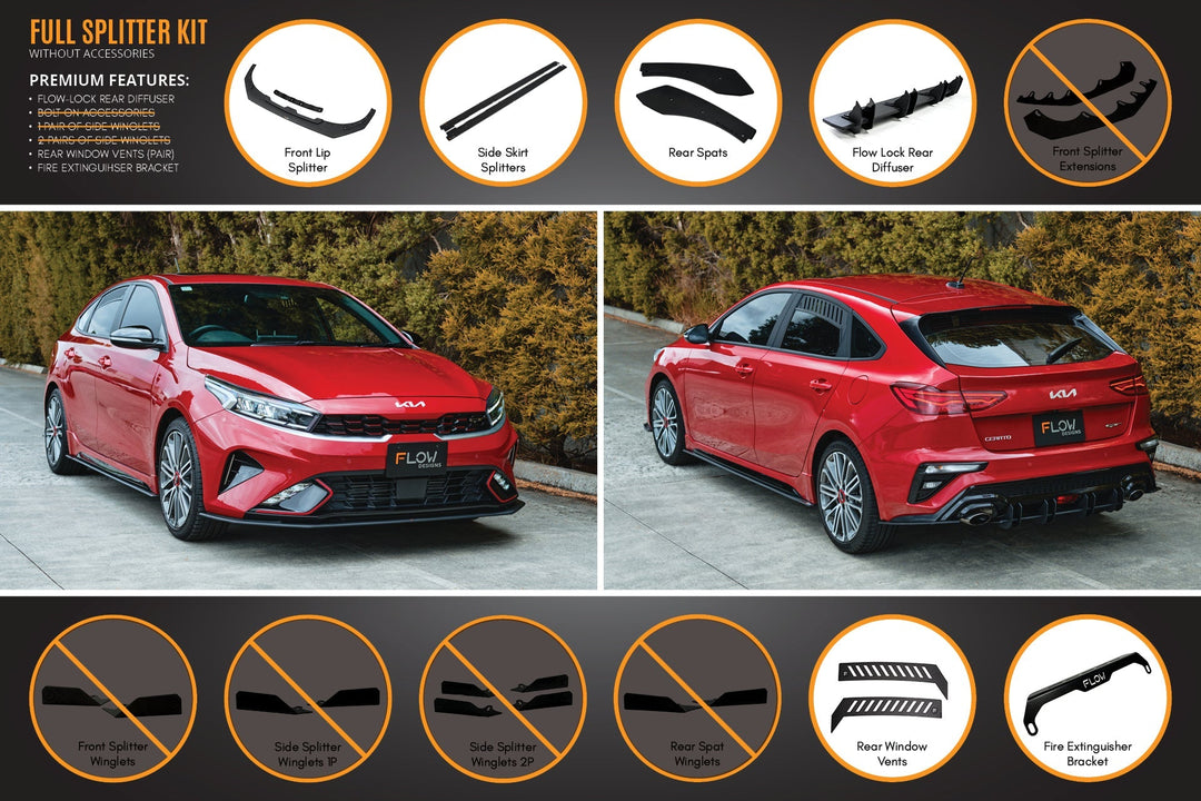 Cerato GT Hatch Facelift Full Lip Splitter Set - Image 5 by Flow Design