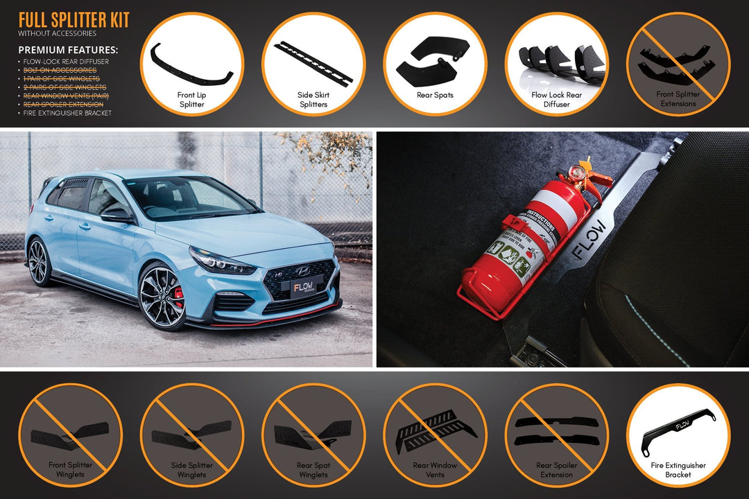 i30N Hatch PD (2018-2020) Full Lip Splitter Set - Image 5 by Flow Design