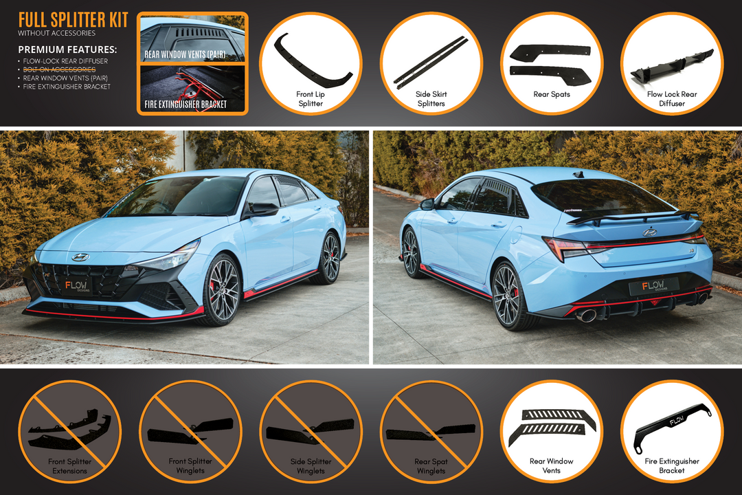 CN7 Elantra N Sedan 2021 Full Lip Splitter Set - Image 5 by Flow Design
