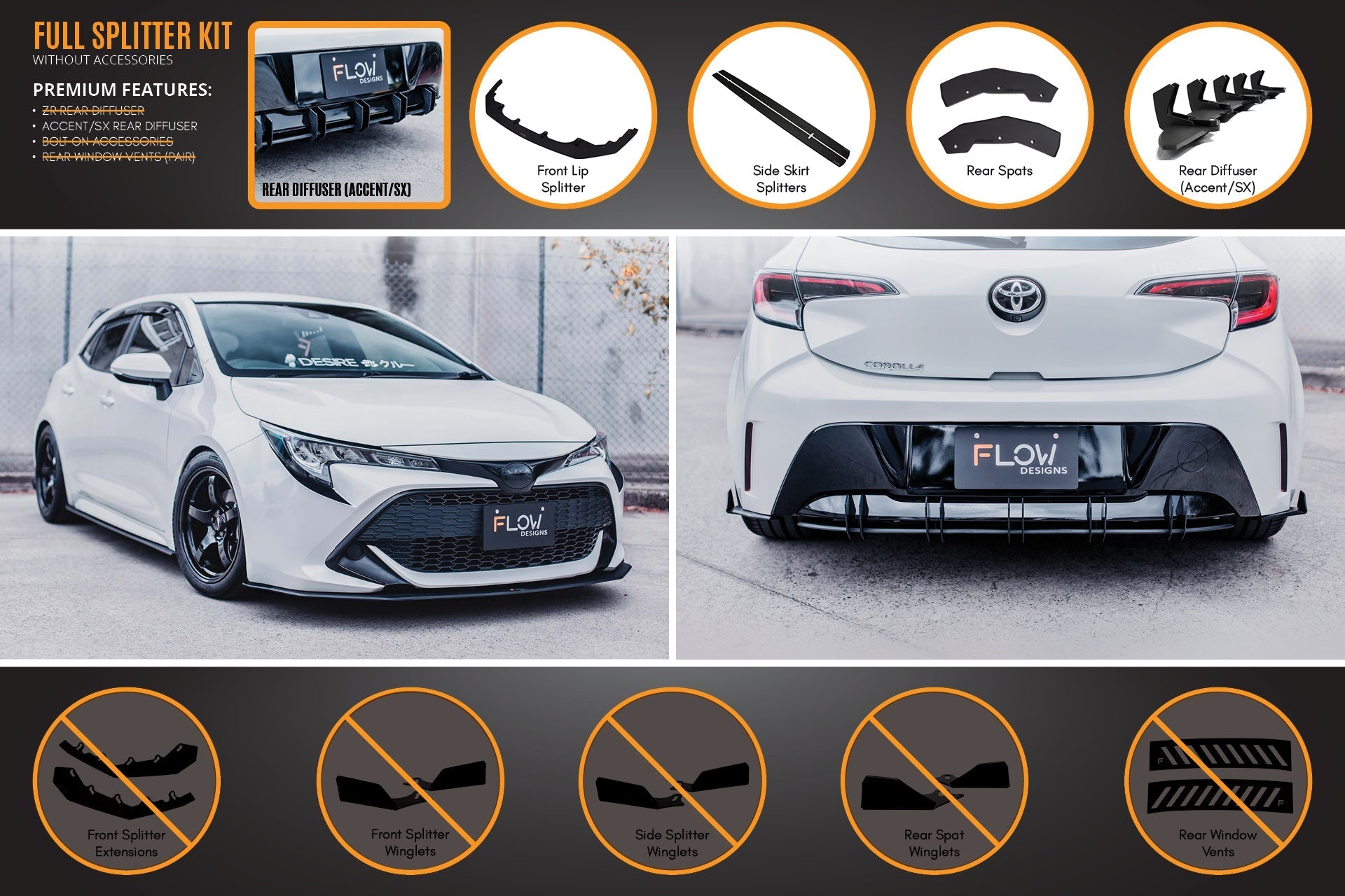 Corolla MZEA12R/ZWE211R 2018-2022 Full Lip Splitter Set