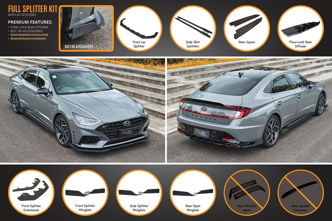 DN8 Sonata N Line 2020-2023 Full Lip Splitter Set - Image 6 by Flow Design