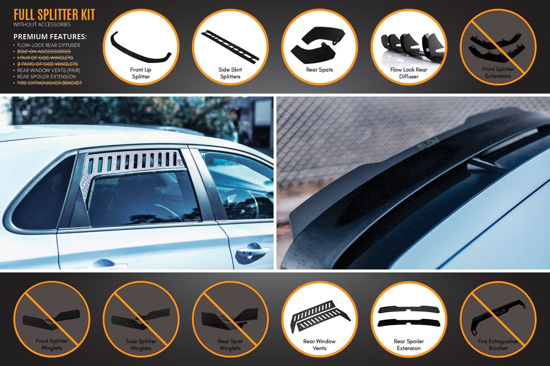 i30N Hatch PD (2018-2020) Full Lip Splitter Set - Image 6 by Flow Design