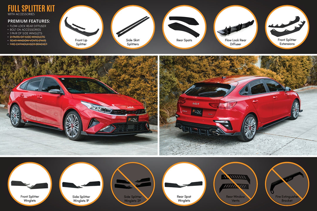 Cerato GT Hatch Facelift Full Lip Splitter Set - Image 6 by Flow Design