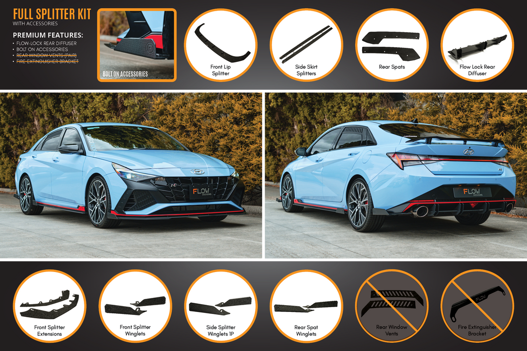 CN7 Elantra N Sedan 2021 Full Lip Splitter Set - Image 6 by Flow Design