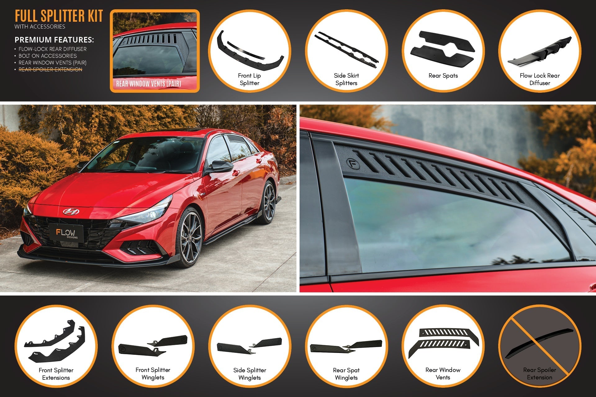 CN7 Elantra N Line Sedan 2020 Full Lip Splitter Set