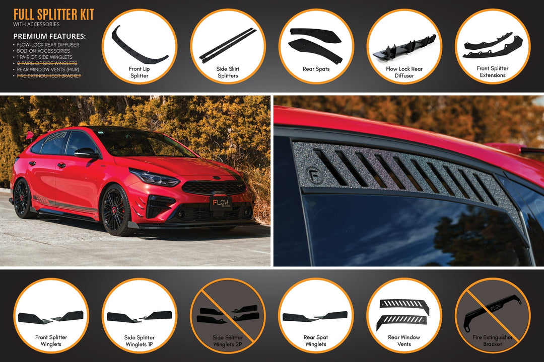 Cerato GT Hatch PFL Full Lip Splitter Set - Image 7 by Flow Design