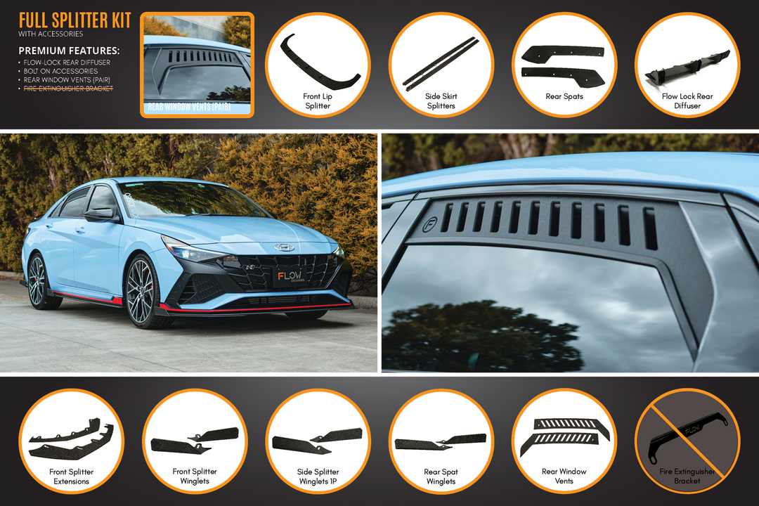 CN7 Elantra N Sedan 2021 Full Lip Splitter Set - Image 7 by Flow Design