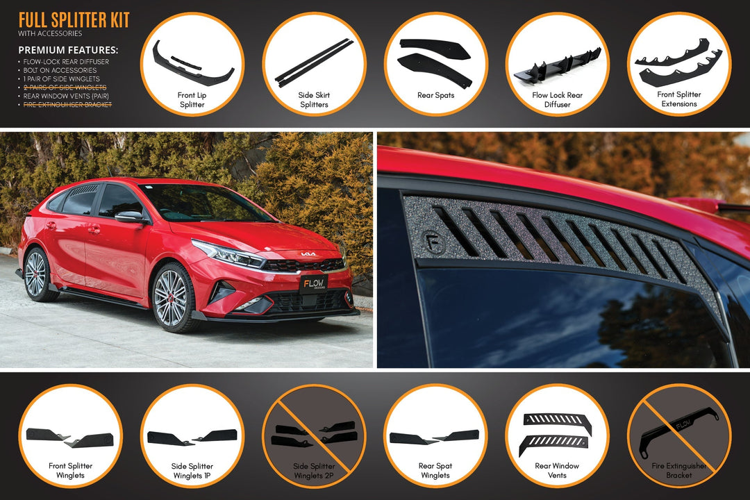 Cerato GT Hatch Facelift Full Lip Splitter Set - Image 7 by Flow Design