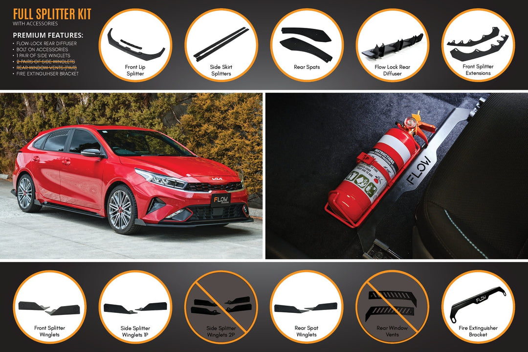 Cerato GT Hatch Facelift Full Lip Splitter Set - Image 8 by Flow Design