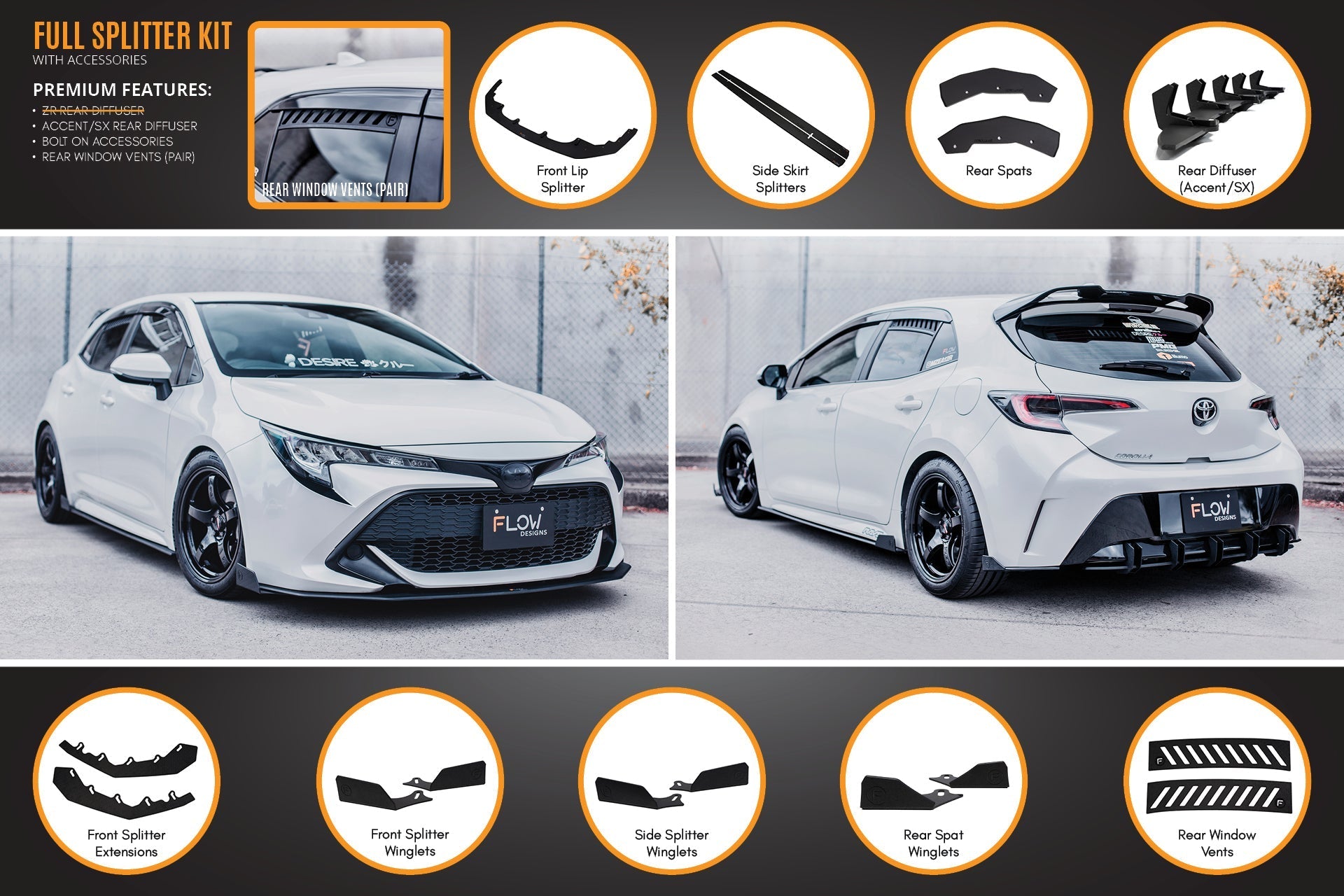 Corolla MZEA12R/ZWE211R 2018-2022 Full Lip Splitter Set