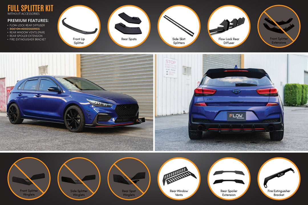 i30 N Line Hatch PD (2018-Current) Full Splitter Lip Set - Image 9 by Flow Design
