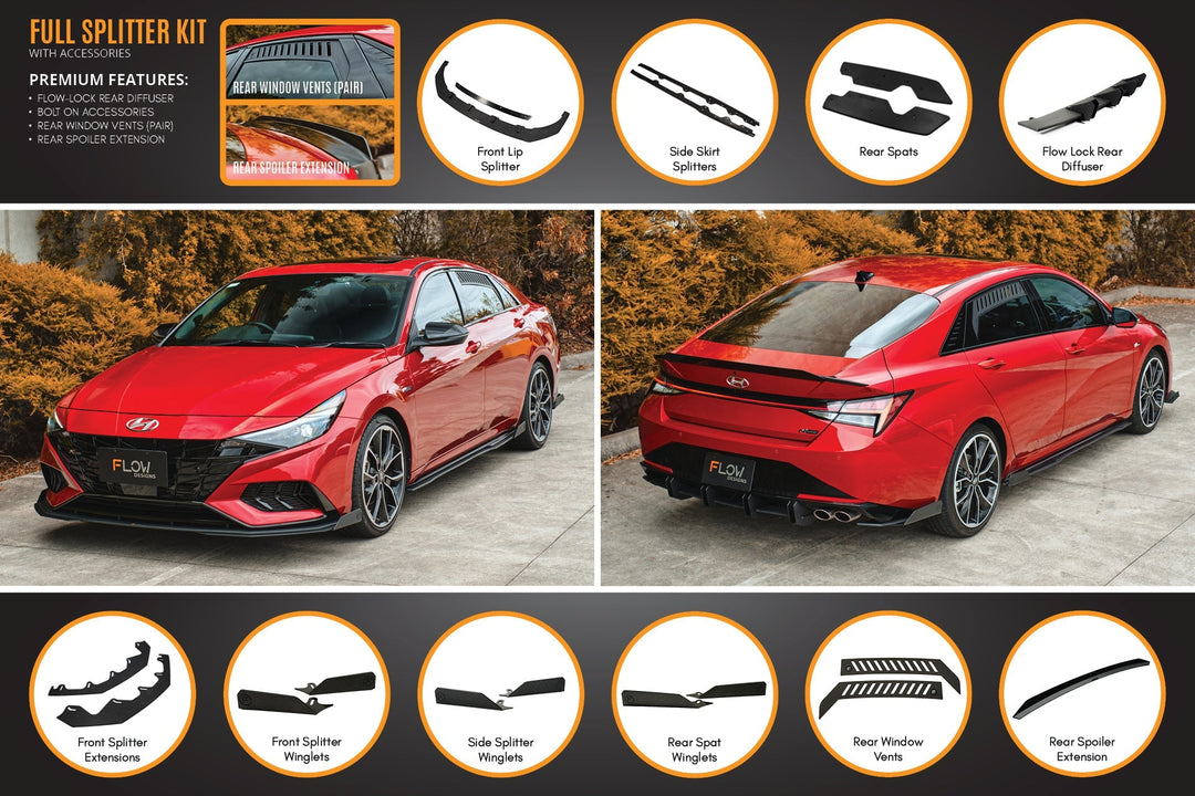 CN7 Elantra N Line Sedan 2020 Full Lip Splitter Set - Image 9 by Flow Design