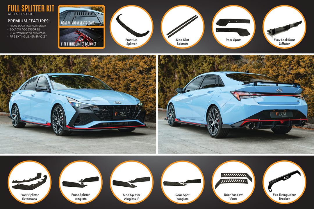 CN7 Elantra N Sedan 2021 Full Lip Splitter Set - Image 9 by Flow Design