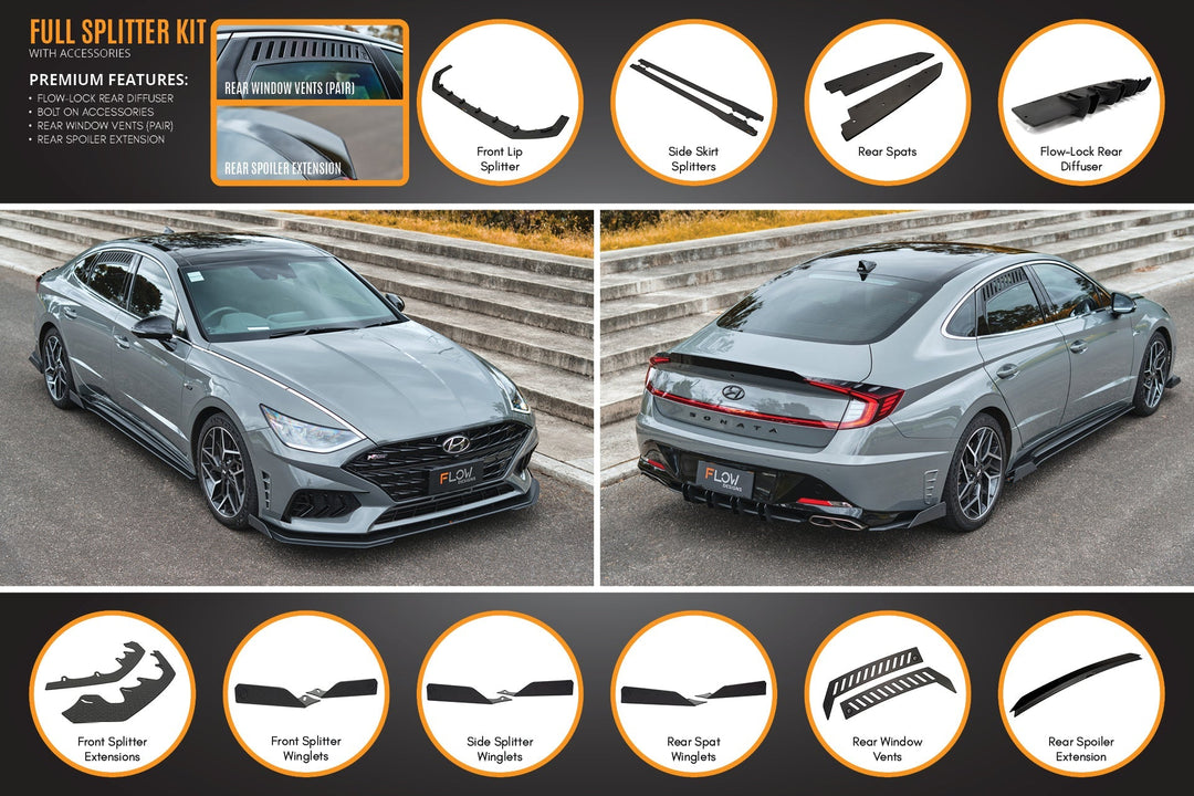 DN8 Sonata N Line 2020-2023 Full Lip Splitter Set - Image 9 by Flow Design