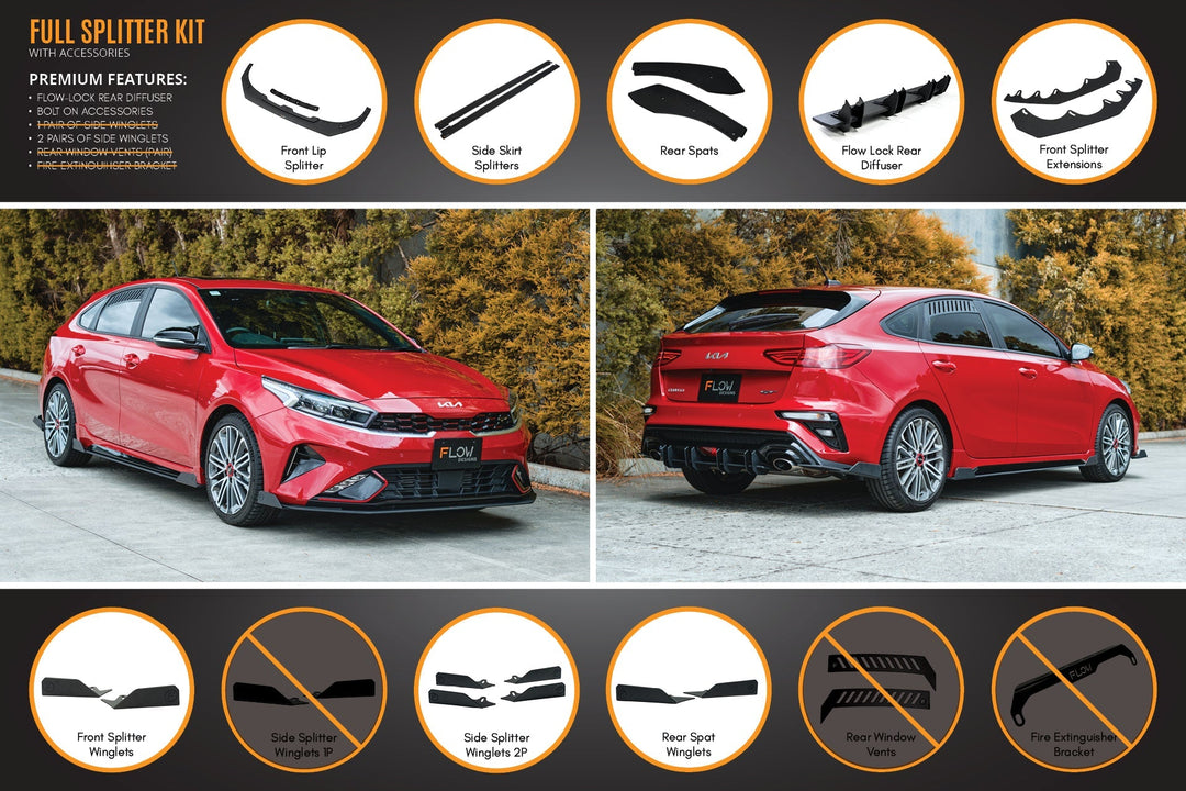 Cerato GT Hatch Facelift Full Lip Splitter Set - Image 10 by Flow Design