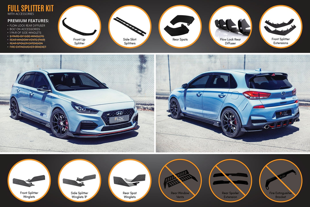 i30N Hatch PD (2018-2020) Full Lip Splitter Set - Image 10 by Flow Design