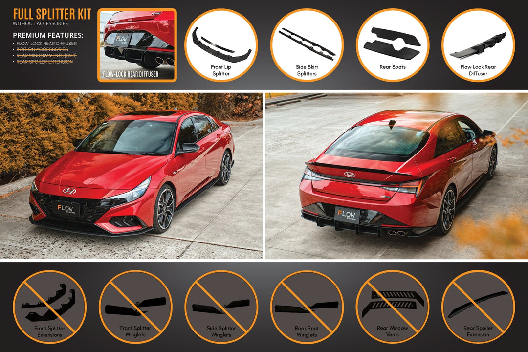CN7 i30 N Line Sedan 2020 - 2022 Full Lip Splitter Set - Image 2 by Flow Design