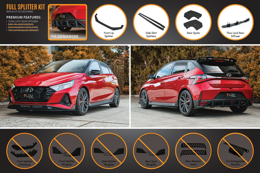 i20 N BC3 Full Lip Splitter Set - Image 2 by Flow Design