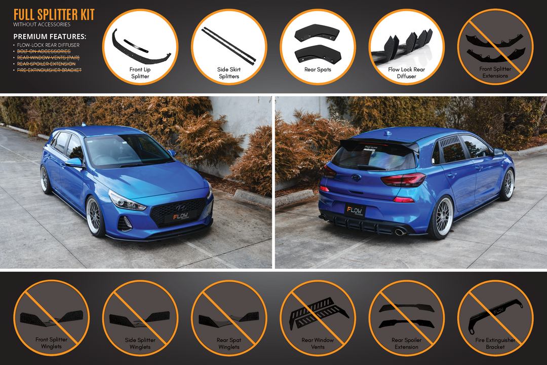 i30 SR Hatch (2017-2018) Full Lip Splitter Set - Image 2 by Flow Design