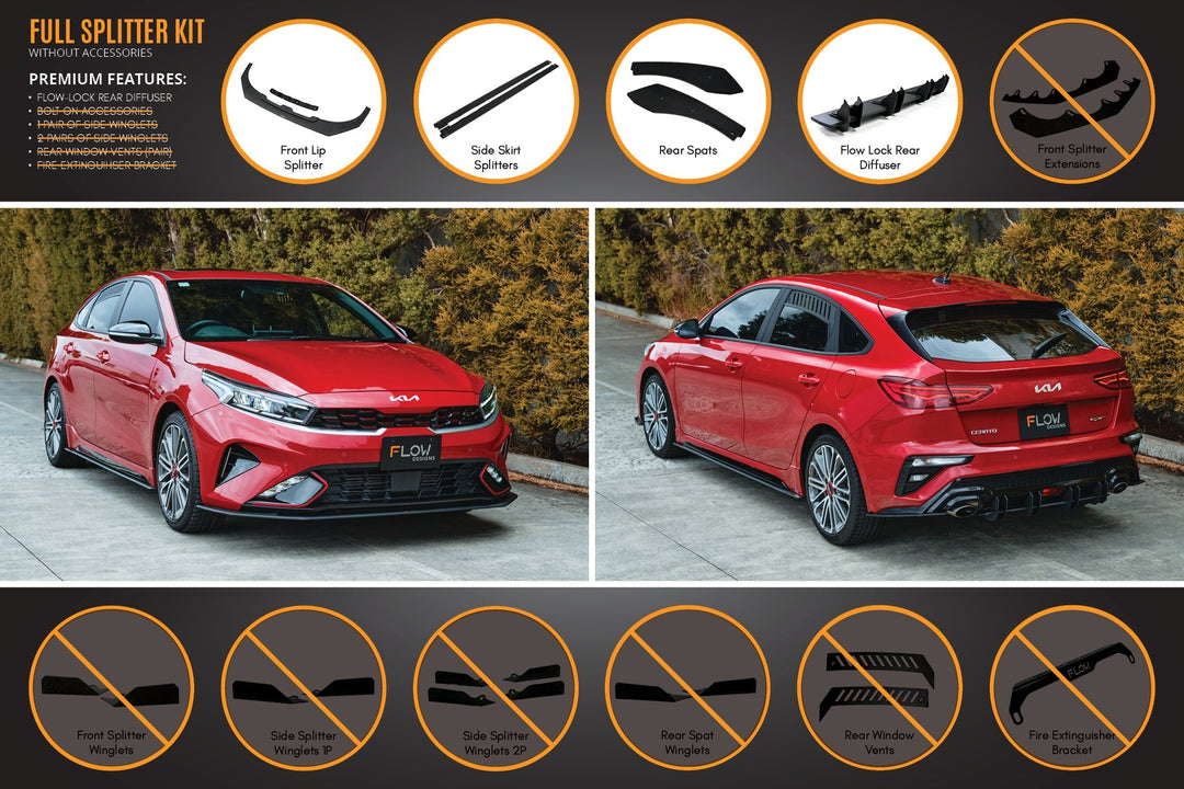 Cerato GT Hatch Facelift Full Lip Splitter Set - Image 2 by Flow Design