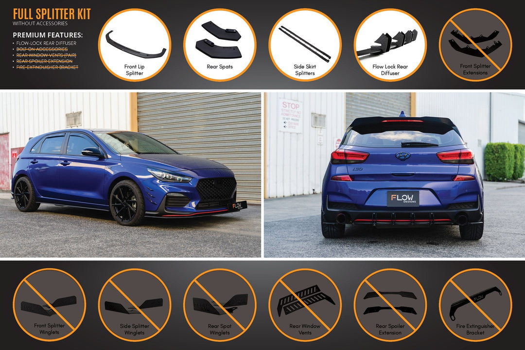 i30 N Line Hatch PD (2018-Current) Full Splitter Lip Set - Image 2 by Flow Design