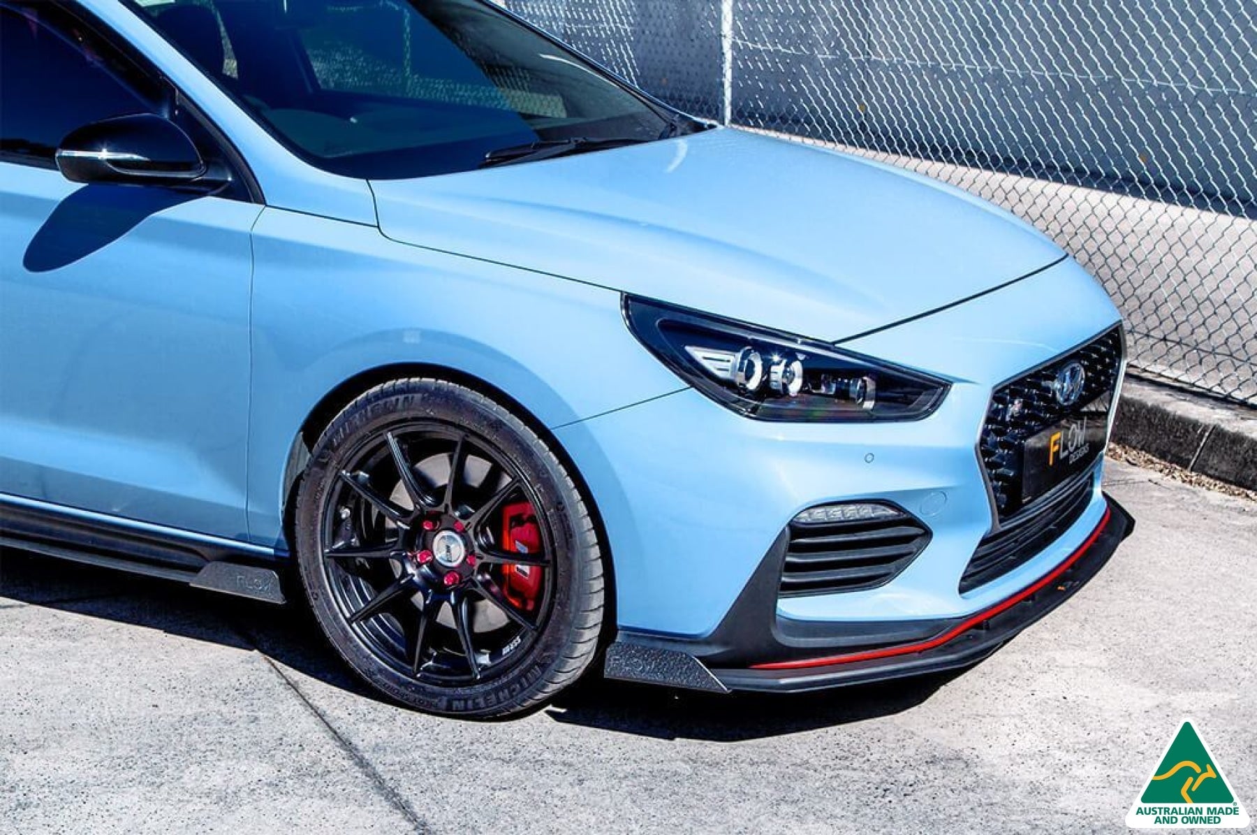 Blue Hyundai i30N Fastback Front Lip Splitter Extensions